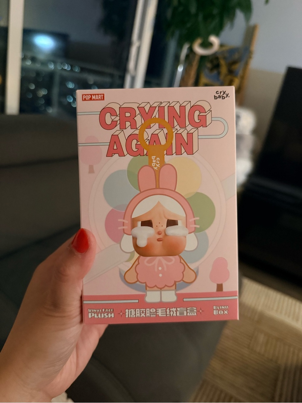 Pop Mart Crying Again Pink Plush Blind Box Keychain